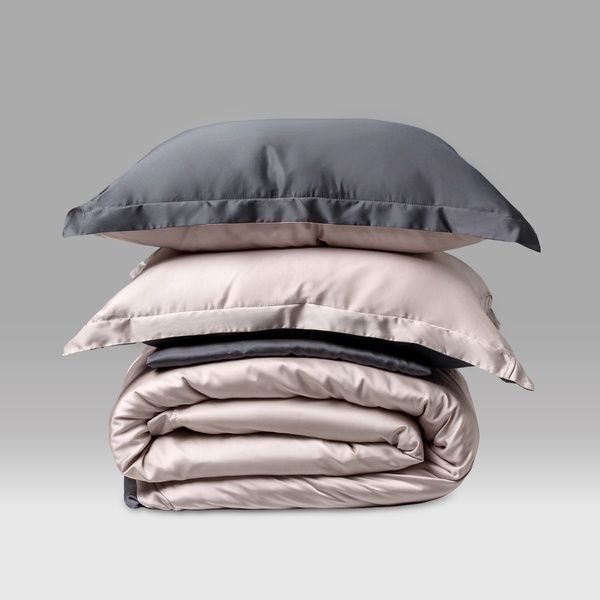 Постільна білизна преміум класу Signature з тенселя 300 TC в кольорі charcoal grey 4279 + rose beige 4291 00050 фото