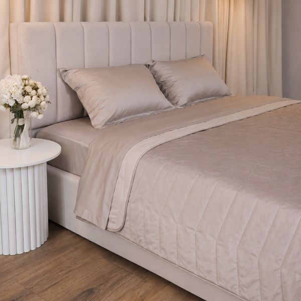 Покривало бархат 2,40x2,60 DUSHA BEIGE зігзаг у сумці ARCLOUD 10576 фото
